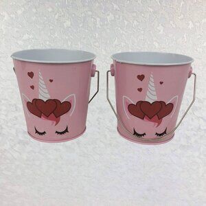 Unicorn Pink Valentine Pails (Set of 2) from Hobby Lobby 3.94” x 4.04” NWT